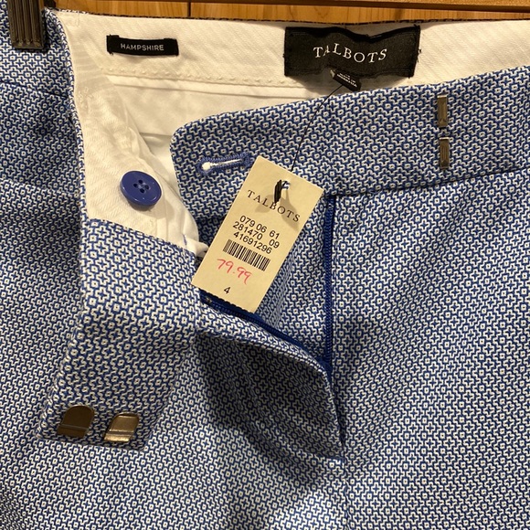 NWT Talbots Hampshire Dress Pants - Blue/White pattern w/ pockets & belt loops - Picture 3 of 6
